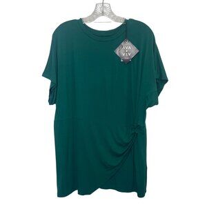 Ava & Viv Draped Knot Front Top Womens 1X Green New Short Sleeves